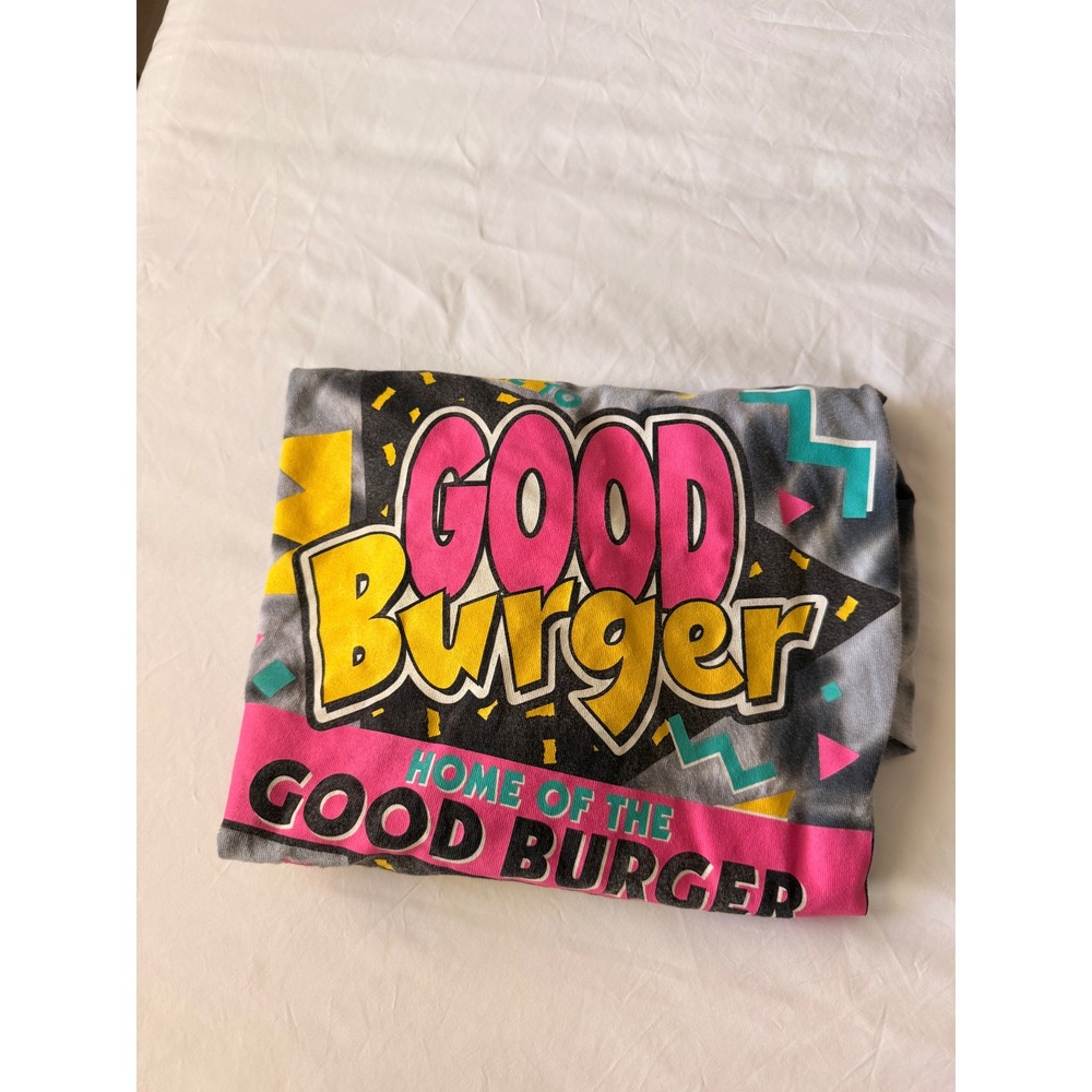 Nickelodeon Good Burger Long Sleeve Graphic Tee Grey Tie Dye 90s Retro Medium